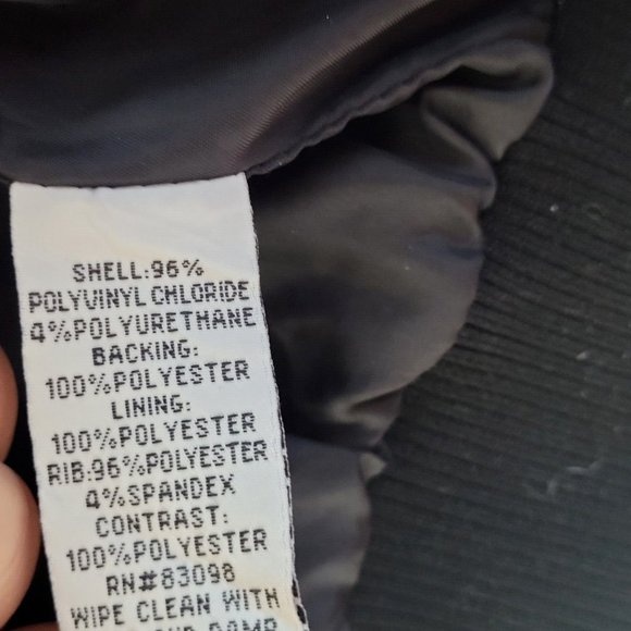 Miss Posh Faux Leather & Terry Black Gray Full Zip Hooded Jacket Size Medium - Picture 10 of 10